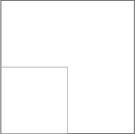 \begin{tikzpicture} 
\draw (0, 0) -- (4, 0) -- (4,4)--(0,4)--cycle; 
\draw [gray] (0, 0) -- (2,0) -- (2, 2) -- (0,2)--cycle; 
\end{tikzpicture}