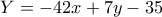 Y=-42x+7y-35 Y=-42x+7y-35