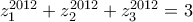 z_{1}^{2012}+z_{2}^{2012}+z_{3}^{2012}=3 z_{1}^{2012}+z_{2}^{2012}+z_{3}^{2012}=3