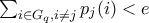 \sum_{i \in G_q, i \neq j}{p_j(i)} < e \sum_{i \in G_q, i \neq j}{p_j(i)} < e