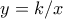 \displaystyle{y=k/x}