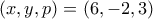 (x,y,p)=(6,-2,3)