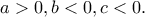a>0,b<0,c<0. a>0,b<0,c<0.