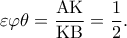 \displaystyle \varepsilon \varphi \theta  = \frac{{{\rm A}{\rm K}}}{{{\rm K}{\rm B}}} = \frac{1}{2}.