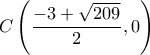 C\left(\dfrac{-3+\sqrt{209}}{2},0\right)