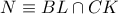 \displaystyle{N\equiv BL\cap CK}