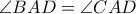 \angle BAD=\angle CAD