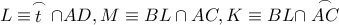 L\equiv \stackrel\frown {t}\cap AD, M\equiv BL\cap AC, K\equiv BL\cap \stackrel\frown {AC}
