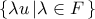 \{\lambda u \, | \lambda \in F \, \} \{\lambda u \, | \lambda \in F \, \}