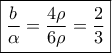 \displaystyle{\boxed{\frac{b}{\alpha } = \frac{{4\rho }}{{6\rho }} = \frac{2}{3}}}