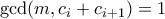\gcd(m,c_i+c_{i+1})=1