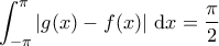 \displaystyle{\int_{-\pi}^{\pi}\left|g(x)-f(x)\right|\,\mathrm{d}x=\dfrac{\pi}{2}}