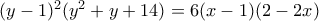 (y-1)^2(y^2+y+14)=6(x-1)(2-2x)