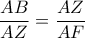 \dfrac{AB}{AZ}=\dfrac{AZ}{AF}