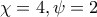 \chi = 4, \psi = 2