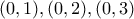 (0,1),(0,2),(0,3)