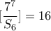 \displaystyle{[\frac{7^7}{S_6}]=16