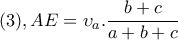 (3),AE=\upsilon _{a}.\dfrac{b+c}{a+b+c} (3),AE=\upsilon _{a}.\dfrac{b+c}{a+b+c}