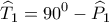 \displaystyle{{\widehat T_1} = {90^0} - {\widehat P_1}}