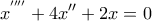 \displaystyle{x^{''''}+4x''+2x=0}