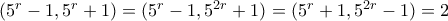 (5^r-1,5^r+1) = (5^r-1,5^{2r}+1) = (5^r+1,5^{2r}-1) = 2