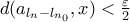 d(a_{l_n-l_{n_0}},x)< \frac {\varepsilon}{2}