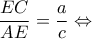 \displaystyle \frac{{EC}}{{AE}} = \frac{a}{c} \Leftrightarrow 