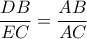 \dfrac{DB}{EC}=\dfrac{AB}{AC}