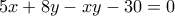 5x + 8y - xy - 30 = 0