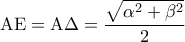 \displaystyle{\mathrm{AE} = \mathrm{A \Delta}  = \frac{\sqrt{\alpha^2 + \beta^2}}{2}}
