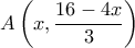 \displaystyle A\left( {x,\frac{{16 - 4x}}{3}} \right)