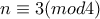 n\equiv 3(mod 4)