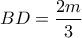 \displaystyle{BD = \frac{{2m}}{3}}