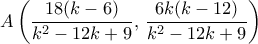 \displaystyle{A\left ( \dfrac {18(k-6)} {k^2-12k+9},\,   \dfrac {6k(k-12)} {k^2-12k+9}  \right ) }
