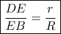 \boxed{\frac{{DE}}{{EB}} = \frac{r}{R}}