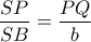 \displaystyle{\frac{{SP}}{{SB}} = \frac{{PQ}}{b}}