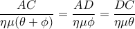 \dfrac{AC}{\eta \mu (\theta + \phi)}=\dfrac{AD}{\eta \mu \phi}=\dfrac{DC}{\eta \mu \theta}