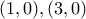 (1,0),(3,0)