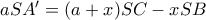 aSA'=(a+x)SC-xSB