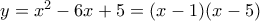 y=x^2-6x+5=(x-1)(x-5)