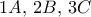 1A, \, 2B, \, 3C