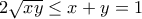 2\sqrt {xy} \le x+y=1