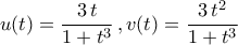 \displaystyle{u(t)=\dfrac{3\,t}{1+t^3}\,,v(t)=\dfrac{3\,t^2}{1+t^3}}