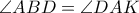 \angle ABD =\angle DAK