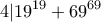 \displaystyle{4|19^{19}+69^{69}}