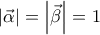 \displaystyle{\left| {\vec \alpha } \right| = \left| {\vec \beta } \right| = 1}