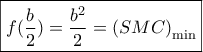 \boxed{f(\dfrac{b}{2}) = \dfrac{{{b^2}}}{2} = {{(SMC)}_{\min }}}
