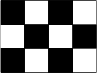 \begin{tikzpicture} 
\fill[fill=black,fill opacity=1.0] (0.,1.) -- (0.,0.) -- (1.,0.) -- (1.,1.) -- cycle; 
\fill[fill=black,fill opacity=1.0] (0.,3.) -- (0.,2.) -- (1.,2.) -- (1.,3.) -- cycle; 
\fill[fill=black,fill opacity=1.0] (2.,3.) -- (2.,2.) -- (3.,2.) -- (3.,3.) -- cycle; 
\fill[fill=black,fill opacity=1.0] (2.,1.) -- (2.,0.) -- (3.,0.) -- (3.,1.) -- cycle; 
\fill[fill=black,fill opacity=1.0] (1.,2.) -- (1.,1.) -- (2.,1.) -- (2.,2.) -- cycle; 
\fill[fill=black,fill opacity=1.0] (3.,2.) -- (4.,2.) -- (4.,1.) -- (3.,1.) -- cycle; 
\draw (0.,0.)-- (0.,3.); 
\draw (0.,3.)-- (3.,3.); 
\draw (3.,3.)-- (3.,0.); 
\draw (3.,0.)-- (0.,0.); 
\draw (0.,1.)-- (3.,1.); 
\draw (0.,2.)-- (3.,2.); 
\draw (1.,3.)-- (1.,0.); 
\draw (2.,3.)-- (2.,0.); 
\draw (0.,1.)-- (0.,0.); 
\draw (0.,0.)-- (1.,0.); 
\draw (1.,0.)-- (1.,1.); 
\draw (1.,1.)-- (0.,1.); 
\draw (0.,3.)-- (0.,2.); 
\draw (0.,2.)-- (1.,2.); 
\draw (1.,2.)-- (1.,3.); 
\draw (1.,3.)-- (0.,3.); 
\draw (2.,3.)-- (2.,2.); 
\draw (2.,2.)-- (3.,2.); 
\draw (3.,2.)-- (3.,3.); 
\draw (3.,3.)-- (2.,3.); 
\draw (2.,1.)-- (2.,0.); 
\draw (2.,0.)-- (3.,0.); 
\draw (3.,0.)-- (3.,1.); 
\draw (3.,1.)-- (2.,1.); 
\draw (1.,2.)-- (1.,1.); 
\draw (1.,1.)-- (2.,1.); 
\draw (2.,1.)-- (2.,2.); 
\draw (2.,2.)-- (1.,2.); 
\draw (3.,2.)-- (4.,2.); 
\draw (4.,2.)-- (4.,1.); 
\draw (4.,1.)-- (3.,1.); 
\draw (3.,1.)-- (3.,2.); 
\draw (3.,3.)-- (4.,3.); 
\draw (4.,3.)-- (4.,0.); 
\draw (4.,0.)-- (3.,0.); 
\end{tikzpicture}