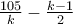 \frac{105}{k}-\frac{k-1}{2}
