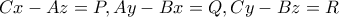 Cx-Az=P, Ay-Bx=Q, Cy-Bz=R